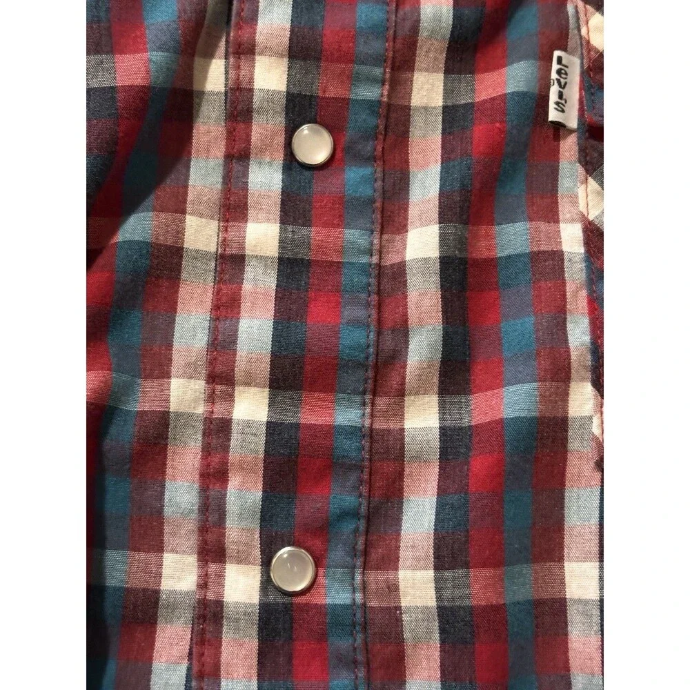 Levi's Men's Plaid Red Blue White‎ Flannel Long Sleeve Button-Up Shirt Size L